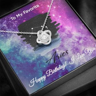  To My Favorite Aries Birthday Zodiac Horoscope Constellation Star Like Collection Love Knot Necklace For Her - Thegiftio UK