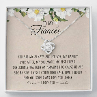 To My Fiancée Love Knot Necklace Message Card - Thegiftio UK