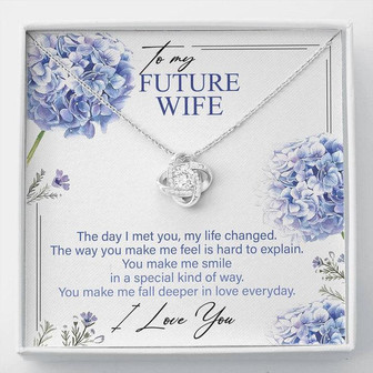 To My Future Wife Hydrangeas Flower Love Knot Necklace Mother's Day Message Card - Thegiftio UK