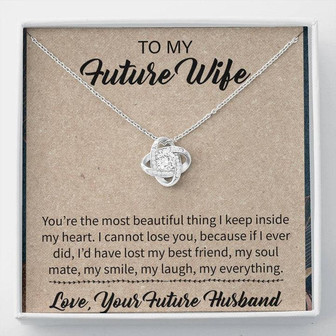 To My Future Wife Love Knot Necklace Message Card - Thegiftio UK