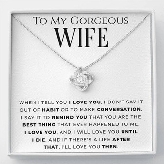 "To My Gorgeous Wife" - Love Knot Necklace - Thegiftio UK