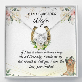 To My Gorgeous Wife Flower Love Knot Necklace Mother's Day Message Card - Thegiftio