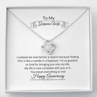 To My Gorgeous Wife, Love Knot Necklace, Anniversary Necklace, Anniversary Pendant, Christian Gift Idea, Sentimental Gift, Thoughtful Gift, Golden Anniversary, 40Th Anniversary - Thegiftio UK