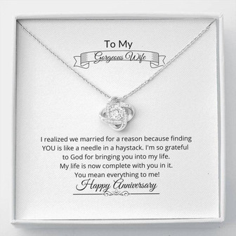 To My Gorgeous Wife, Love Knot Necklace, Anniversary Necklace, Anniversary Pendant, Christian Gift Idea, Sentimental Gift, Thoughtful Gift, Golden Anniversary, 40Th Anniversary - Thegiftio
