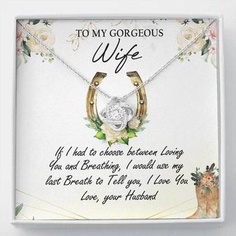 To My Gorgeous Wife Love Knot Necklace Message Card - Thegiftio UK