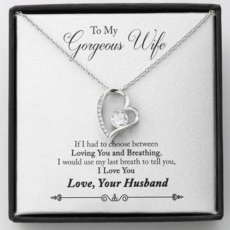 To My Gorgeous Wife Necklace Gift From Husband, Mother's Day Gift For Wife, Love Knot Necklace For Wife, Wife Jewelry Birthday - Thegiftio UK