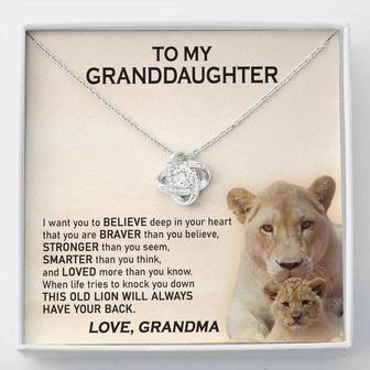 To My Granddaughter - This Old Lion Will Always Have Your Back- Love, Grandma - Love Knot Necklace - Thegiftio UK
