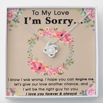 To My Love I'm Sorry Necklace Gift, Sorry Necklace For Girl, Gift For Her, Love Knot Necklace Gift For Girlfriend From Boyfriend - Thegiftio UK