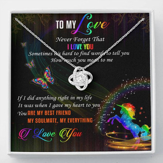 To My Love Lgbt Love Knot Necklace Message Card - Thegiftio UK