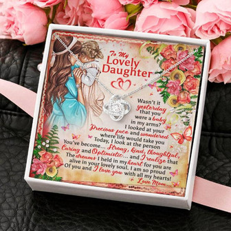 To My Lovely Daughter Love Knot Necklace - Thegiftio UK