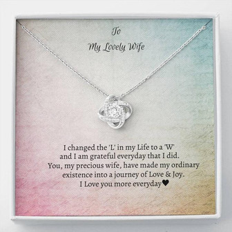 To My Lovely Wife ~ L To W Means Love And Joy - Love Knot Necklace - Thegiftio UK