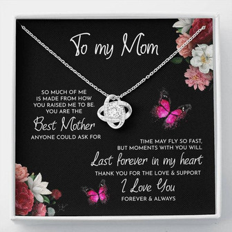 To My Mom - Time May Fly - Love Knot Necklace - Mahogany Style Box Too - Thegiftio UK