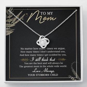 To My Mom Love Knot Necklace Message Card - Thegiftio UK