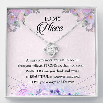 To My Niece Love Knot Necklace Birthday Message Card - Thegiftio