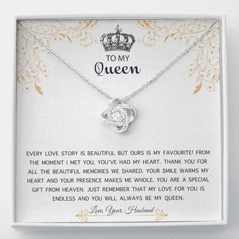 To My Queen Beautiful Necklace, Perfect For All Occasions, The Love Knot Necklace Represents An Unbreakable Bond Between Two Souls. - Thegiftio UK