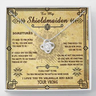 To My Shieldmaiden Love Knot Necklace Gift - Love, Your Viking , Girlfriend, Fiance, Future Wife, Wife Gift, Anniversary Birthday Gift - Thegiftio UK