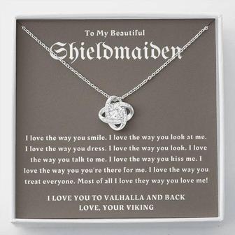 To My Shieldmaiden, Love You To Valhalla, Viking Gift, Personalized Viking Gifts, For Viking Wife, Viking Girlfriend Gift, Love Knot Necklace - Thegiftio UK