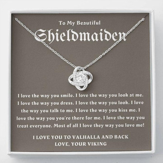 To My Shieldmaiden, Love You To Valhalla, Viking Gift, Personalized Viking Gifts, For Viking Wife, Viking Girlfriend Gift, Love Knot Necklace - Thegiftio UK