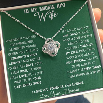 To My Smokin Hot Wife - Love Knot Necklace - Green - Thegiftio UK
