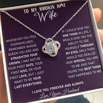 To My Smokin Hot Wife - Love Knot Necklace - Purple - Thegiftio UK