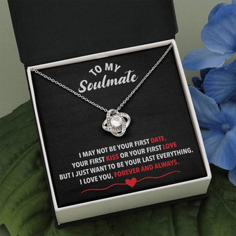 To My Soulmate - Silver Love Knot Necklace, Gift For Wife, Girlfriend Birthday, Girlfriend Christmas, Girlfriend Gift, Girlfriend Necklace, Husband To Wife, Wife Birthday, Wife Christmas, Wife Gift, Wife Necklace, Wife Valentines, Soulmate Necklace, Gift - Thegiftio UK