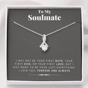 To My Soulmate - Silver Love Knot Necklace, To My Soulmate - My Heart Was A Home Build Just For You - Interlocking Hearts Necklace - Thegiftio UK