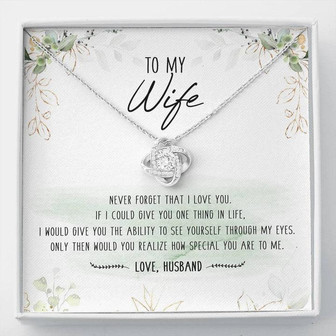 To My Special Wife Love Knot Necklace Mother's Day Message Card From Husband - Thegiftio