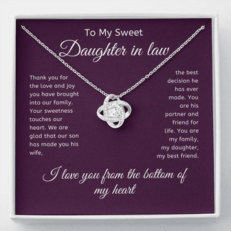 To My Sweet Daughter In Law From The Bottom Of My Heart Love Knot Necklace - Thegiftio UK
