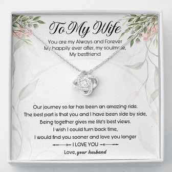 To My Sweet Wife Love Knot Necklace Gift Message Card From Husband - Thegiftio