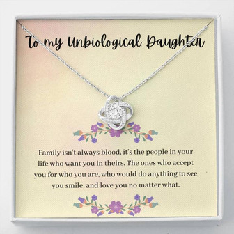 To My Unbiological Daughter Stepdaughter, God Daughter - Love Knot Necklace - Birthday, Graduation, Engagement, Christmas, Gift - Thegiftio UK