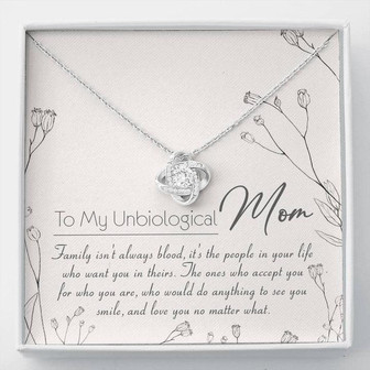 To My Unbiological Mom Love Knot Necklace Message Card - Thegiftio UK