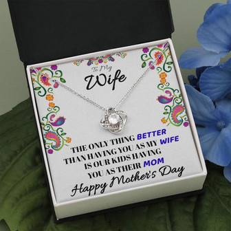 To My Wife - Happy Mother's Day Necklace - To My Wife Love Knot Necklace Valentines Day Gift, Mother To Wife Necklace, Custom Message Card Jewelry, Happy Valentines Dayc - Thegiftio UK