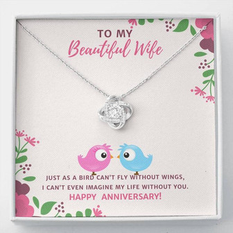 To My Wife - Love Knot Necklace With Happy Anniversary Message Card - By Zahara - Thegiftio UK