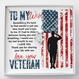 To My Wife - "Love, Your Veteran" - Love Knot Necklace - Thegiftio