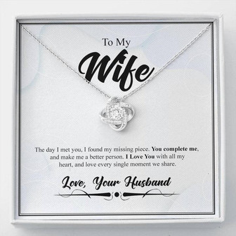 To My Wife- You Complete Me- Love Knot Necklace - Thegiftio UK