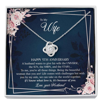 To My Wife 5Th Anniversary - Love Knot Necklace - Thegiftio