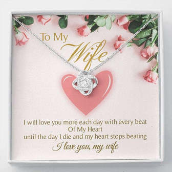 To My Wife Cute Heart Love Knot Necklace Mother's Day Message Card - Thegiftio