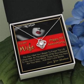 To My Wife Happy 1St Anniversary Love Knot Necklace - Thegiftio