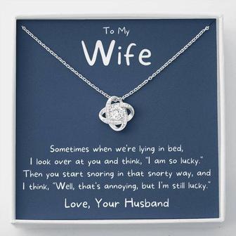 To My Wife, I Am So Lucky - Love Knot Necklace - Thegiftio UK