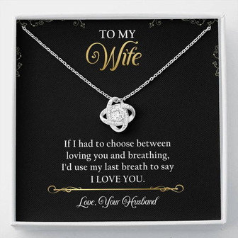 To My Wife Love Knot Necklace Message Card - Thegiftio UK