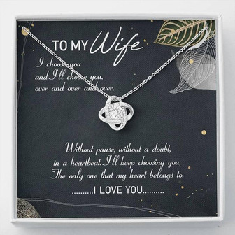 To My Wife My Heart Belong To You Love Knot Necklace Message Card From Husband - Thegiftio
