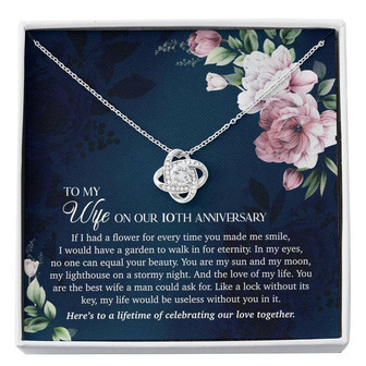 To My Wife On Our 10Th Anniversary - Love Knot Necklace - Thegiftio UK