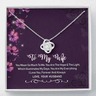 To My Wife Violet Love Knot Necklace Mother's Day Message Card - Thegiftio