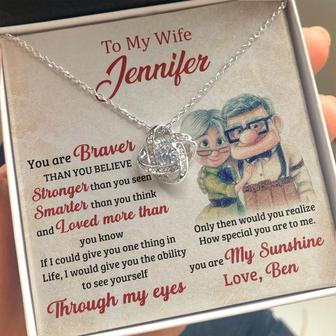 To My Wife You Are My Sunshine Personalize Love Knot Necklace - Thegiftio UK