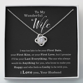To My Wonderful Wife – Luxury Love Knot Necklace With Message Card - Thegiftio UK