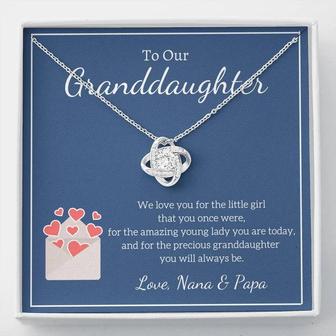 To Our Granddaughter - Love, Nana & Papa - Love Knot Necklace - Thegiftio UK