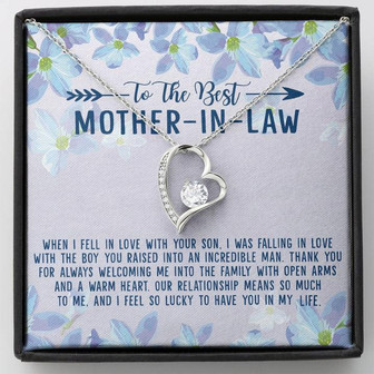 To The Best Mother-In-Law My Life Is Filled With More Joy Love Knot Necklace With Pod Message Card, Mother-In-Law Gift From Daughter-In-Law - Thegiftio