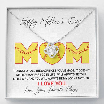 To The Best Softball Mom - Mother's Day Gift - Love Knot Necklace - Thegiftio UK