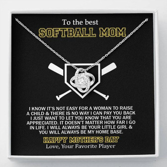 To The Best Softball Mom - Mother's Day Gift - Love Knot Necklace - Thegiftio