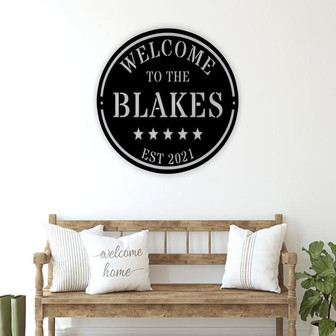 Welcome To The Family Name Metal Sign, Custom Outdoor House Sign, Personalized Family Name Sign, Porch Sign, Anniversary Gift, Custom Metal - Thegiftio UK